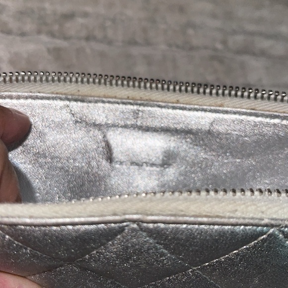 Preloved Chanel silver wallet great condition has some scuff marks . - Picture 12 of 14